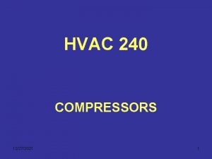 HVAC 240 COMPRESSORS 12272021 1 Compressor Functions Pumps