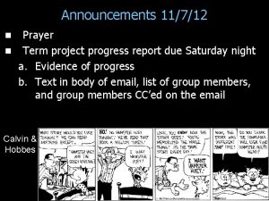 Announcements 11712 Prayer n Term project progress report