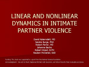 LINEAR AND NONLINEAR DYNAMICS IN INTIMATE PARTNER VIOLENCE