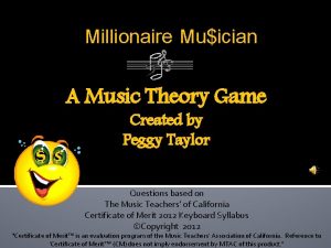 Millionaire Muician A Music Theory Game Created by