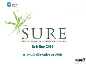 Briefing 2012 www shef ac uksurelets Todays Briefing