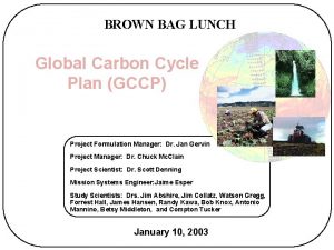 BROWN BAG LUNCH Global Carbon Cycle Plan GCCP