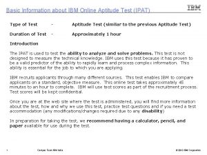 Basic Information about IBM Online Aptitude Test IPAT