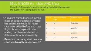 BELL RINGER 3 820 AND 821 Copy the