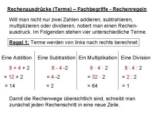 Rechenausdrcke Terme Fachbegriffe Rechenregeln Will man nicht nur