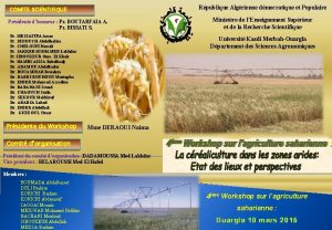 Rpublique Algrienne dmocratique et Populaire COMITE SCIENTIFIQUE Prsidents