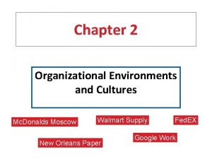 Chapter 2 Organizational Environments and Cultures Mc Donalds