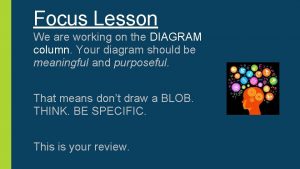 Focus Lesson We are working on the DIAGRAM