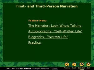 First and ThirdPerson Narration Feature Menu The Narrator