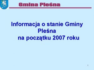 Informacja o stanie Gminy Plena na pocztku 2007
