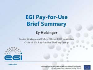 EGI PayforUse Brief Summary Sy Holsinger Senior Strategy