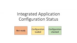 Integrated Application Configuration Status Not ready Configuration loaded