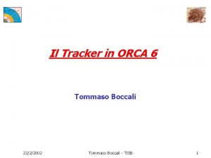 Il Tracker in ORCA 6 Tommaso Boccali 2222002