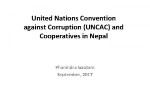 United Nations Convention against Corruption UNCAC and Cooperatives