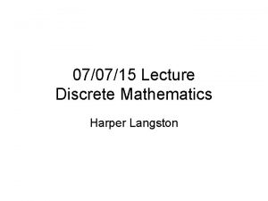 070715 Lecture Discrete Mathematics Harper Langston Halting Problem