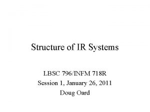 Structure of IR Systems LBSC 796INFM 718 R