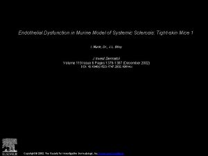 Endothelial Dysfunction in Murine Model of Systemic Sclerosis