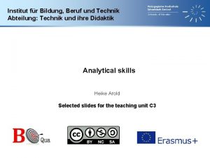 Institut fr Bildung Beruf und Technik Abteilung Technik