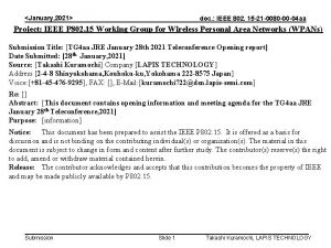 January 2021 doc IEEE 802 15 21 0080