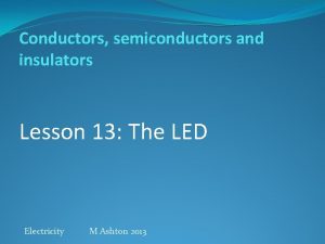 Conductors semiconductors and insulators Lesson 13 The LED