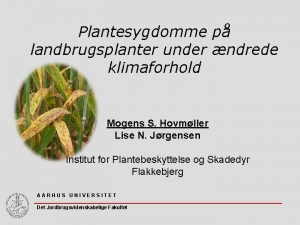 Plantesygdomme p landbrugsplanter under ndrede klimaforhold Mogens S