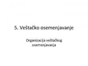 5 Vetako osemenjavanje Organizacija vetakog osemenjavanja Plan teoretske