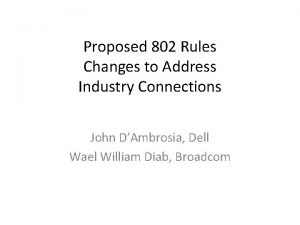 Proposed 802 Rules Changes to Address Industry Connections