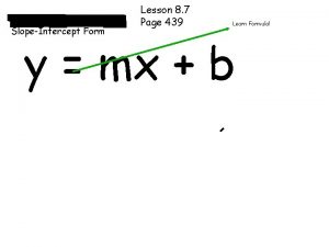 Lesson 8 6 Page 398 SlopeIntercept Form Lesson