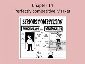 Chapter 14 Perfectly competitive Market But first lets