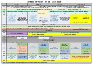 EMPLOI DU TEMPS PSGS LUNDI 8 h 20