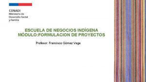 ESCUELA DE NEGOCIOS INDGENA MDULO FORMULACION DE PROYECTOS