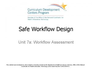 Safe Workflow Design Unit 7 a Workflow Assessment