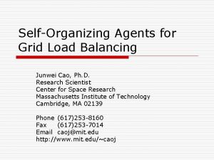 SelfOrganizing Agents for Grid Load Balancing Junwei Cao