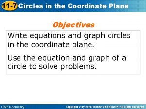 11 7 Circles in the Coordinate Plane Objectives