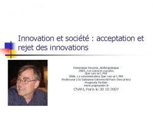 Innovation et socit acceptation et rejet des innovations