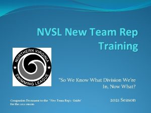 NVSL New Team Rep Training So We Know