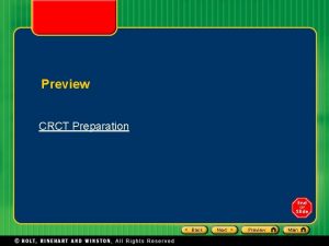 Preview CRCT Preparation Back Next Preview Main S