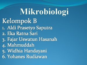 Mikrobiologi Kelompok B 1 Aldi Prasetyo Saputra 2