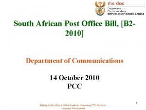 South African Post Office Bill B 22010 Department