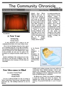 The Community Chronicle Edition 4 The Community Chronicle