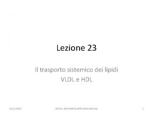 Lezione 23 Il trasporto sistemico dei lipidi VLDL