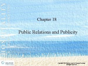 MARKETING TRAVEL HOSPITALITY Chapter 18 Public Relations and