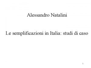 Alessandro Natalini Le semplificazioni in Italia studi di