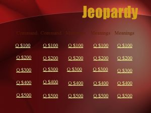 Jeopardy Command Meanings Q 100 Q 100 Q