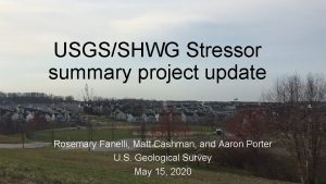 USGSSHWG Stressor summary project update Rosemary Fanelli Matt