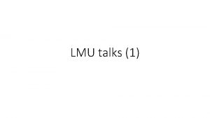 LMU talks 1 Standard Error Or what does