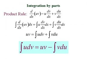 Integration by parts Product Rule Integration by parts