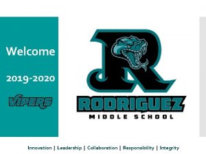 Welcome 2019 2020 Innovation Leadership Collaboration Responsibility Integrity