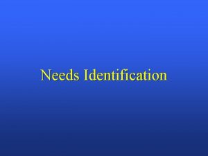 Needs Identification Identifying Needs Problems or Opportunities Recognize