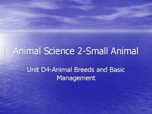 Animal Science 2 Small Animal Unit D 4